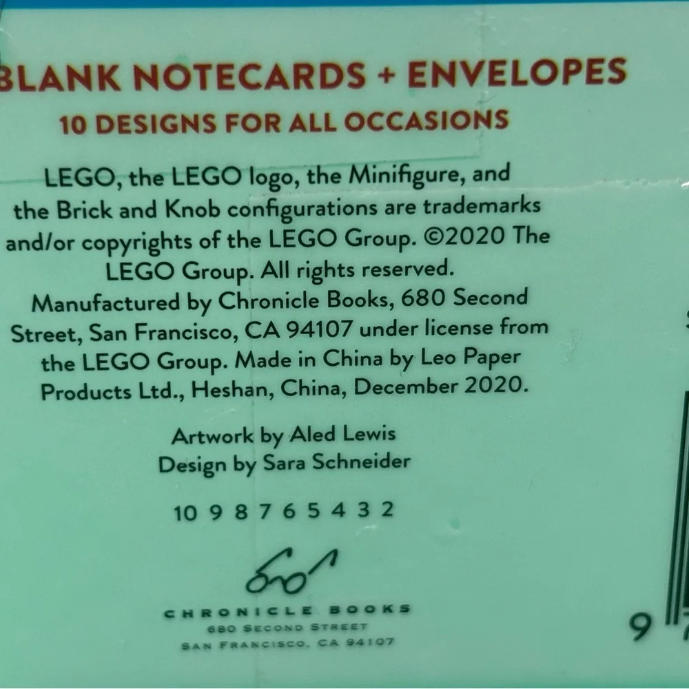 LEGO Minifigure Notes 19 Notecards/Envelopes Collectors Unique Blank Cards